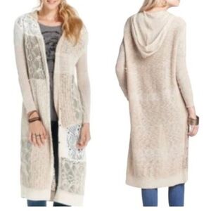 Free People Cream Hooded Cardigan